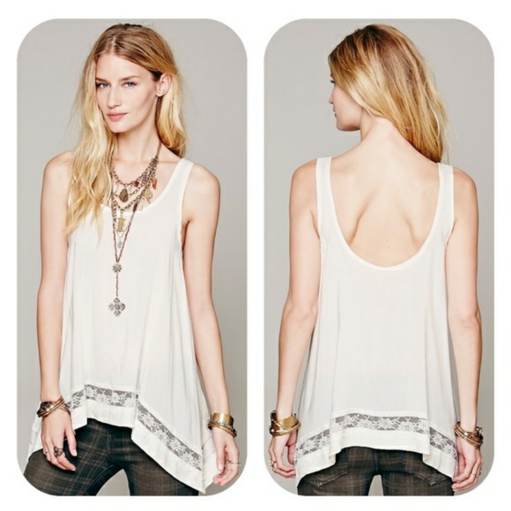 Intimately Free People Outlined high low Cami In Ivory Size Small